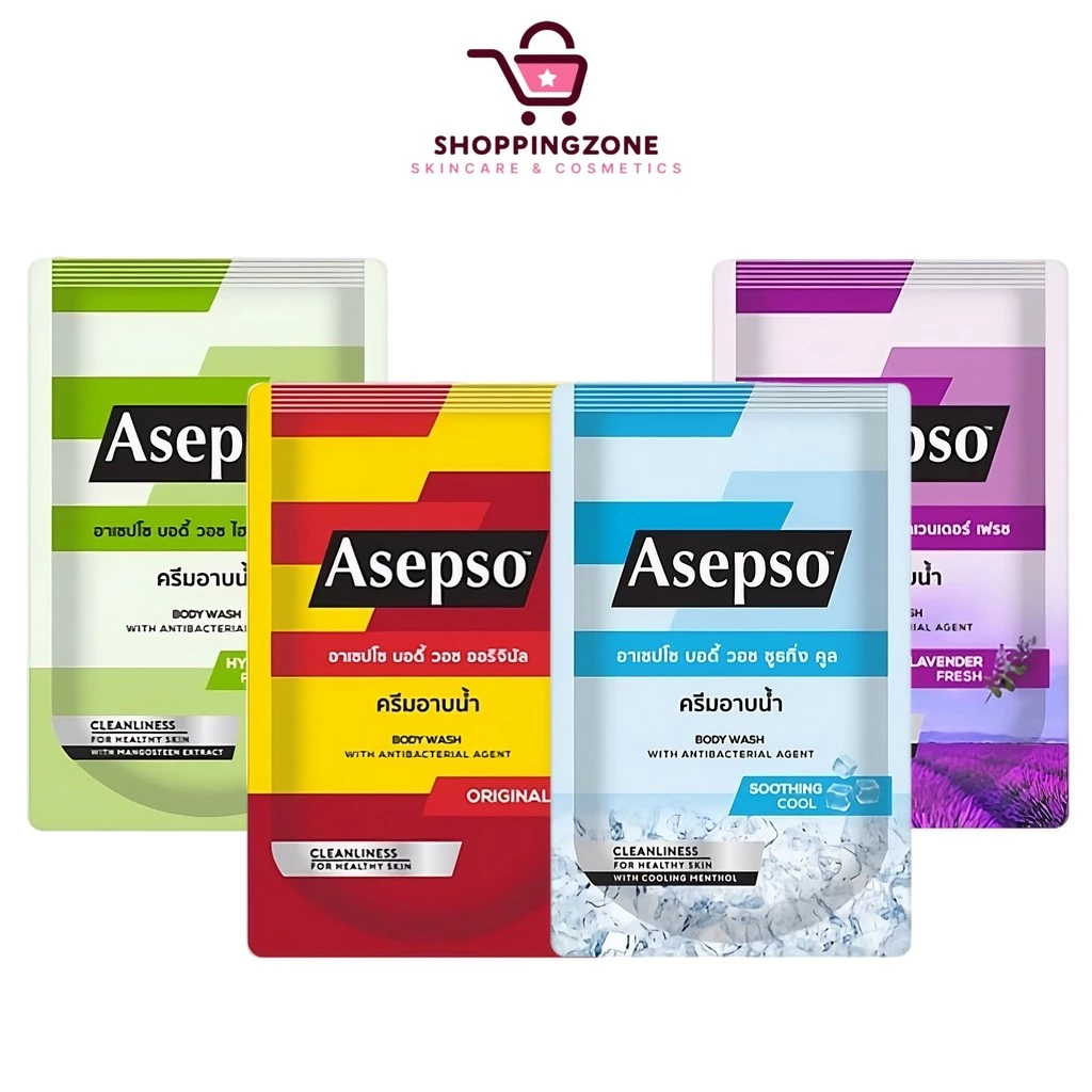 [1 ถุง] Asepso ครีมอาบน้ำ อาเซปโซ บอดี้ วอช [400 ml./ ถุง] [เลือกสินค้า] ชำระล้างสิ่งสกปรกและแบคทีเรีย