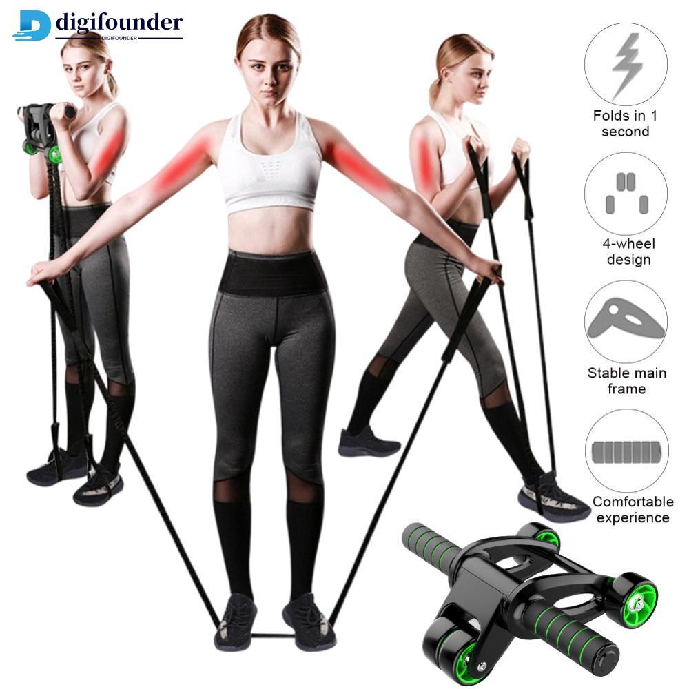 DIGIFOUNDER พับ 4 ล้อ Ab Roller Fat Burning ท้อง Toning Quiet Roller อุปกรณ์ฟิตเนสหน้าแรกสําหรับผู้ช