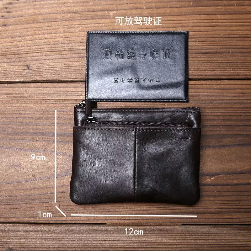 Wallet Men Money bag man Soft Leather Small Wallet Business Card Holder Ultra-Thin Small Card Holder First Layer Leather Simple Zipper Drivers License bag Bus Card Key Case amj20266.my06.10 thumbnail 5