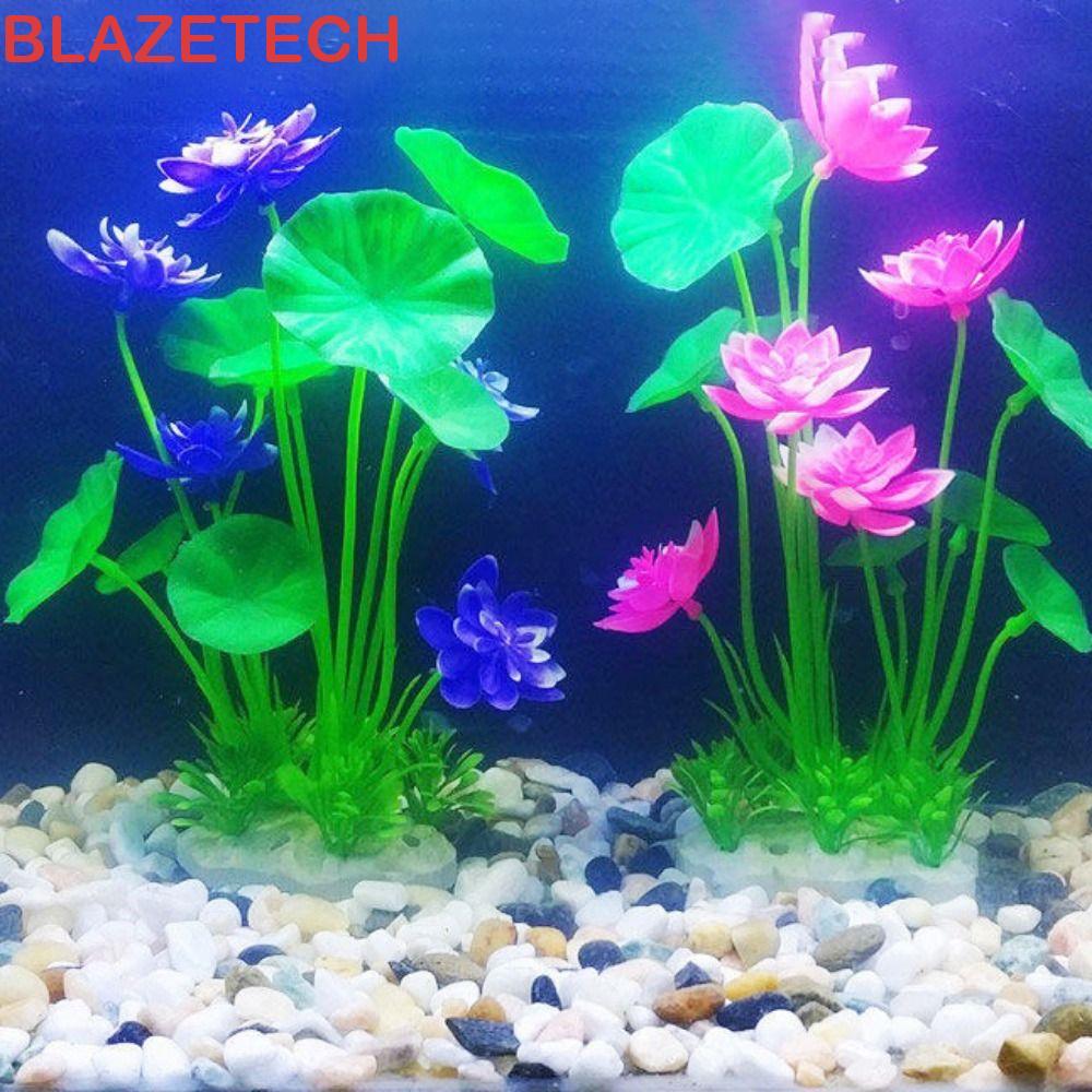 BLAZETECH ดอกบัวประดิษฐ์ปลอม 1PC สีชมพู หญ้าน้ําปลาซิทที่สวยงาม