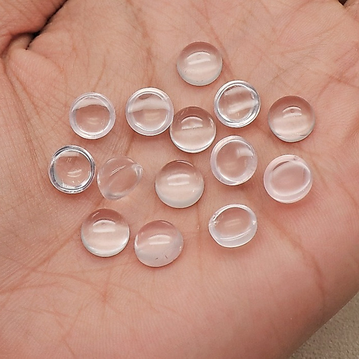 NATURAL ROSE QUARTZ ROUND CABOCHON ขนาด 9 มม | อัญมณีโรสควอตซ์ธรรมชาติ | ROUND SHAPE ของแท้ ROSE QUA
