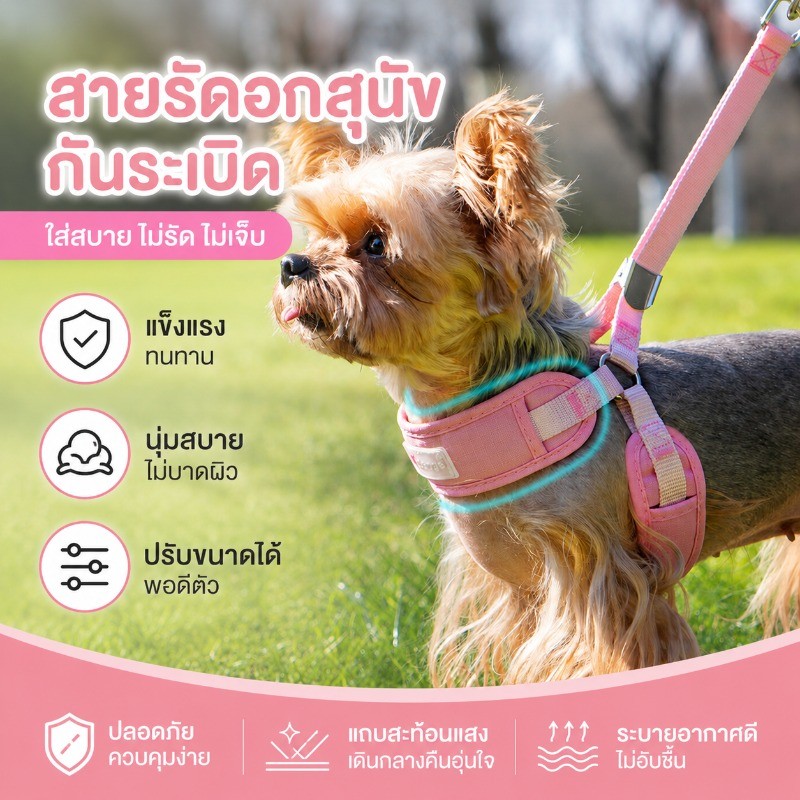 COD สายจูงสัตว์เลี้ยง สายรัดอกสุนัขขนาดเล็ก สายจูงสุนัขแบบระบายอากาศ สายจูงสุนัขสบาย ระบายอากาศ น่ารักและทันสมัย