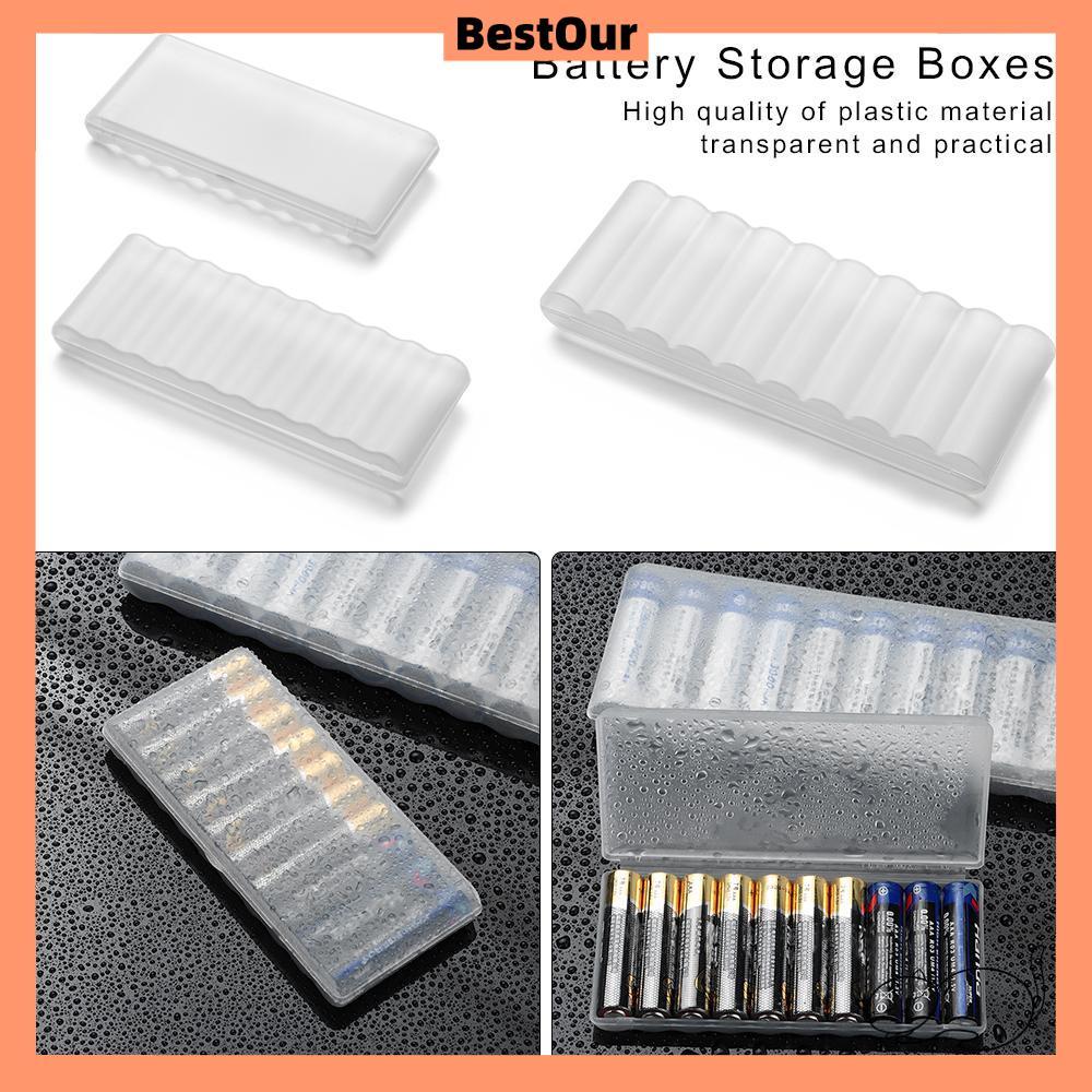 BESTOUR AA/AAA/18650 กล่องเก็บของ 10 ช่อง กล่องเก็บของ 2A/3A ถ่านชาร์จ กล่องพลาสติก กันฝุ่น ประหยัดพื้นที่