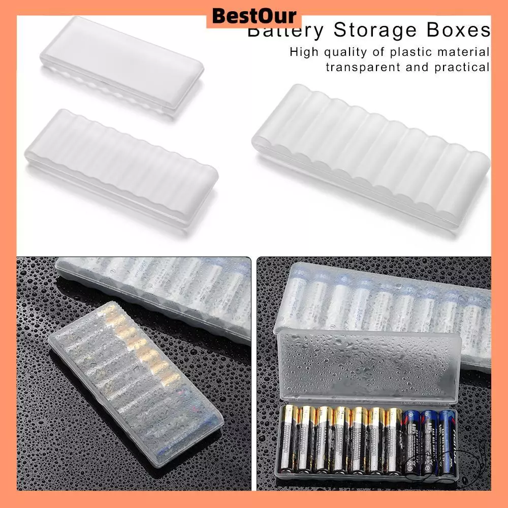 BESTOUR AA/AAA/18650 กล่องเก็บของ 10 ช่อง กล่องเก็บของ 2A/3A ถ่านชาร์จ กล่องพลาสติก กันฝุ่น ประหยัดพื้นที่