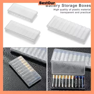 BESTOUR AA/AAA/18650 กล่องเก็บของ 10 ช่อง กล่องเก็บของ 2A/3A ถ่านชาร์จ กล่องพลาสติก กันฝุ่น ประหยัดพื้นที่