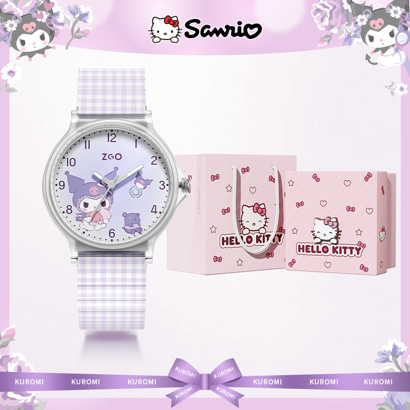 ZGO x Sanrio Kuromi นาฬิกาคูโรมิ สายเจลลี่ กันน้ำ เรืองแสง น่ารัก แถมกล่องของขวัญ ของขวัญเด็กผู้หญิง 337