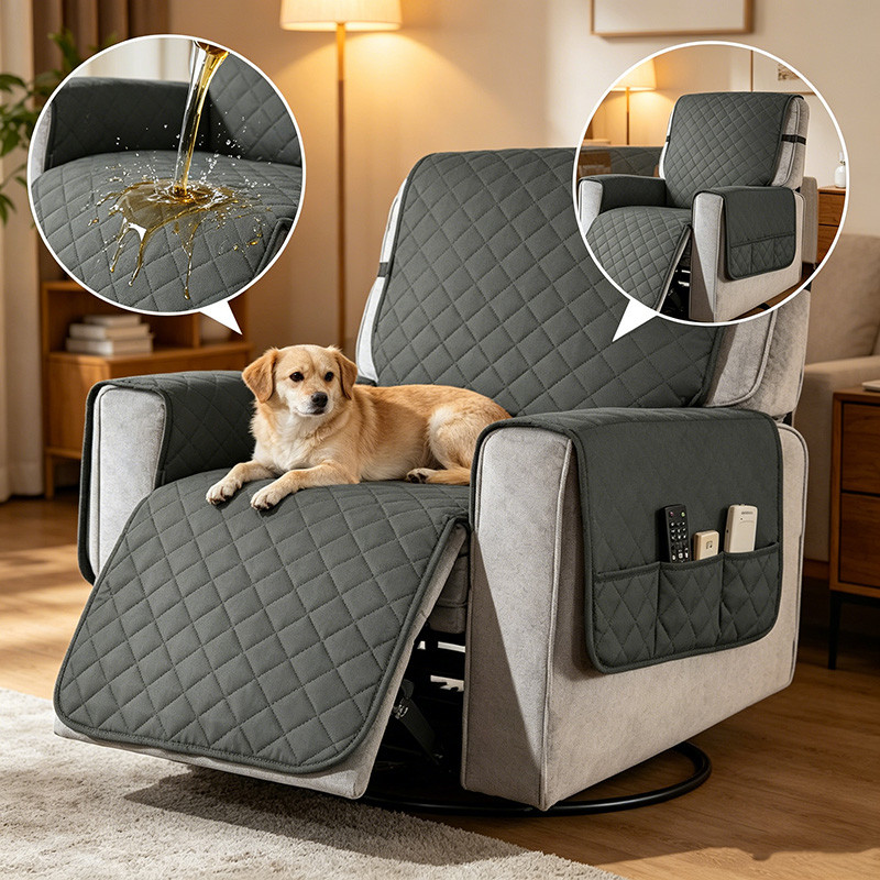 ผ้าคลุมโซฟาเดี่ยว ผ้าคลุมที่นั่งเก้าอี้พนักพิงสูง Recliner กันน้ำ ถอดออกได้