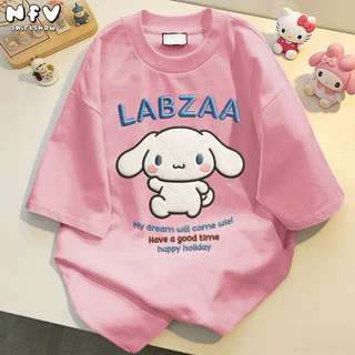 【จัดส่งตลอด 24 ชั่วโมง】NFV ใหม่ล่าสุด🌟แฟชั่นเกาหลี เสื้อยืดเปล่า ลายพิมพ์การ์ตูน ผ้าหนายับยากรีดง่าย ผ้าฝ้าย 100% YG6239