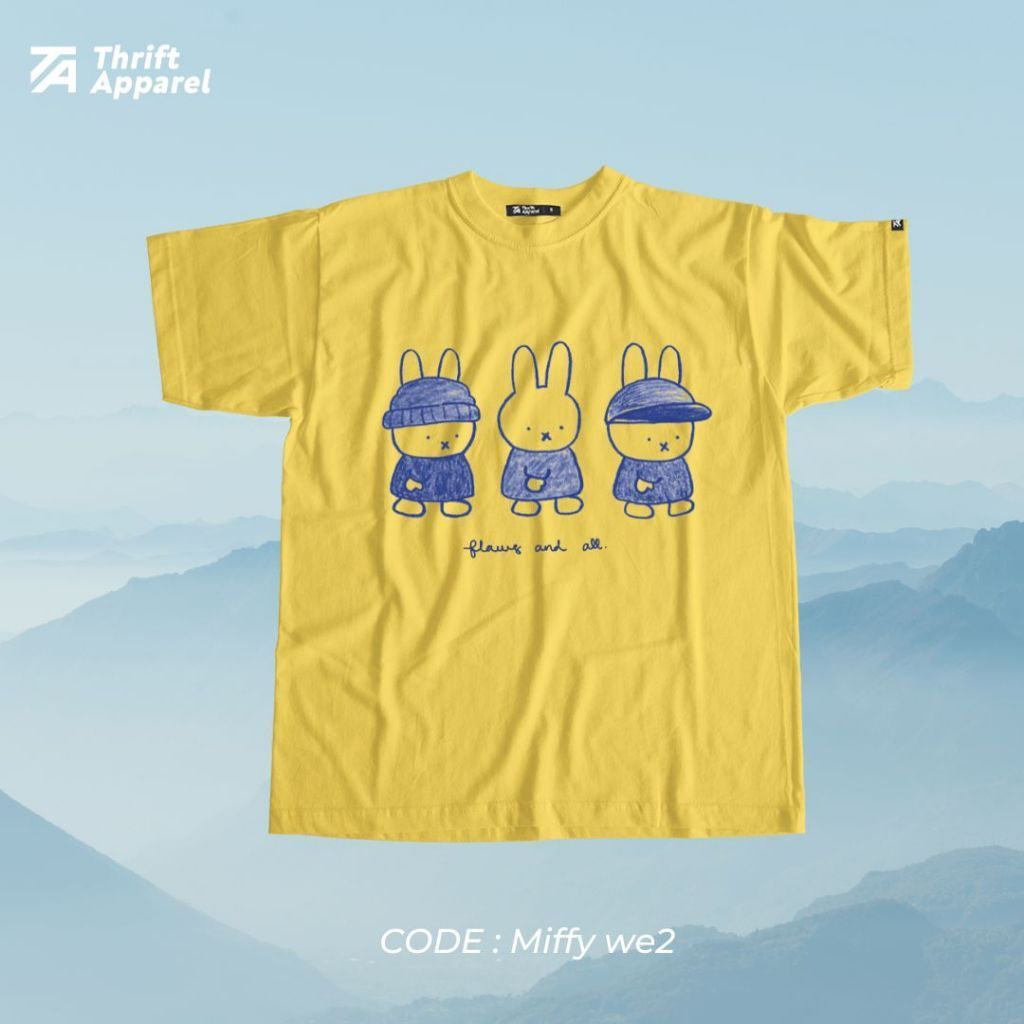 Miffy w2e  เสื้อยืดเสื้อผ้าประหยัด แขนสั้นสบายๆ คอลูกเรือชุดฤดูร้อน