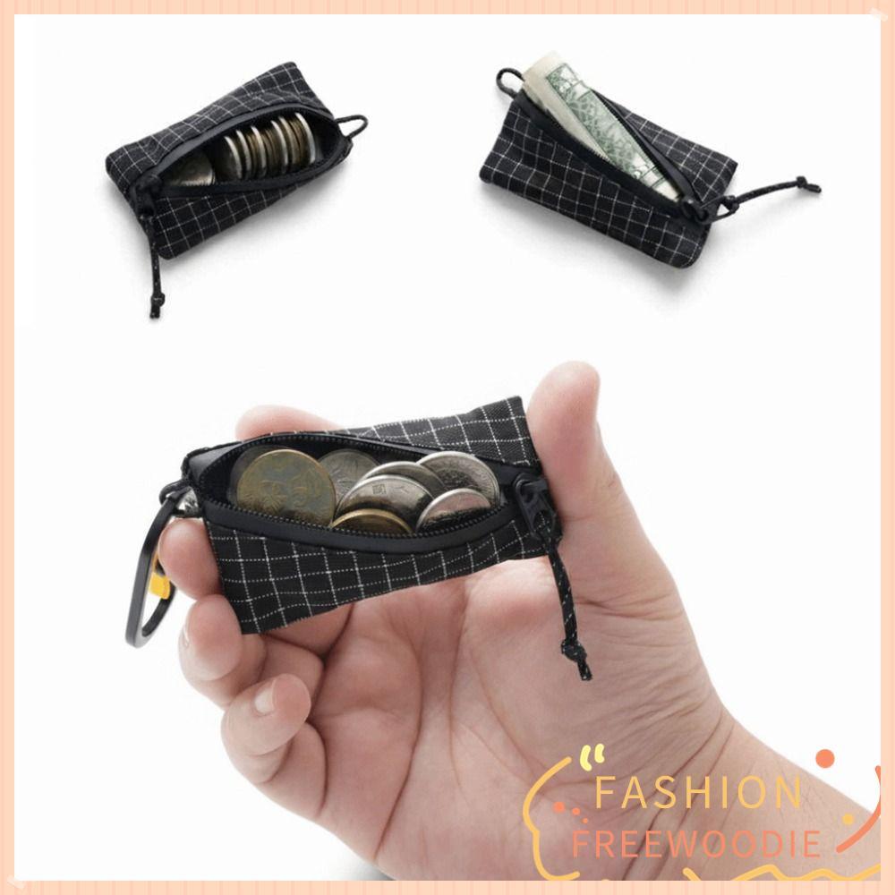 FREEWOODIE Trail Coin Pouch, Ultralight 5.8g EDC Holder Ultralight Coin Pouch,แบบพกพาซิป D-Ring Mini Size Mini Coin Pouchเดินป่าตั้งแคมป์