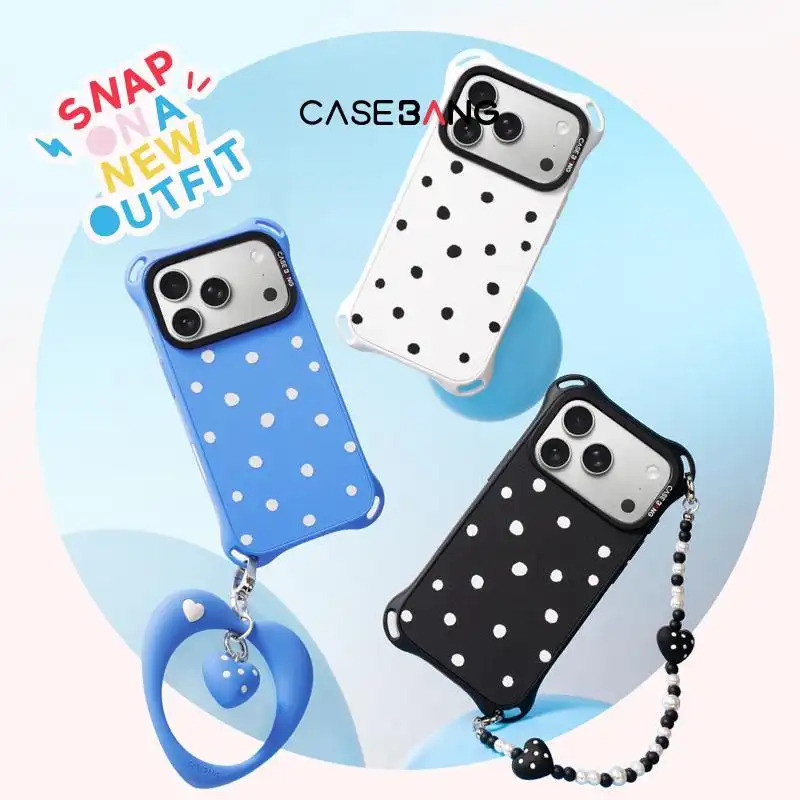 CASEBANG QuadGuard Dot Waltz Series เคสแม่เหล็ก ImagiSnap เข้ากันได้กับ iPhone 17 Pro Max/17 Pro/17/16 Pro Max/16 Pro & Samsung S25U/S26U, เปลี่ยนกลับ, Military Drop Protect