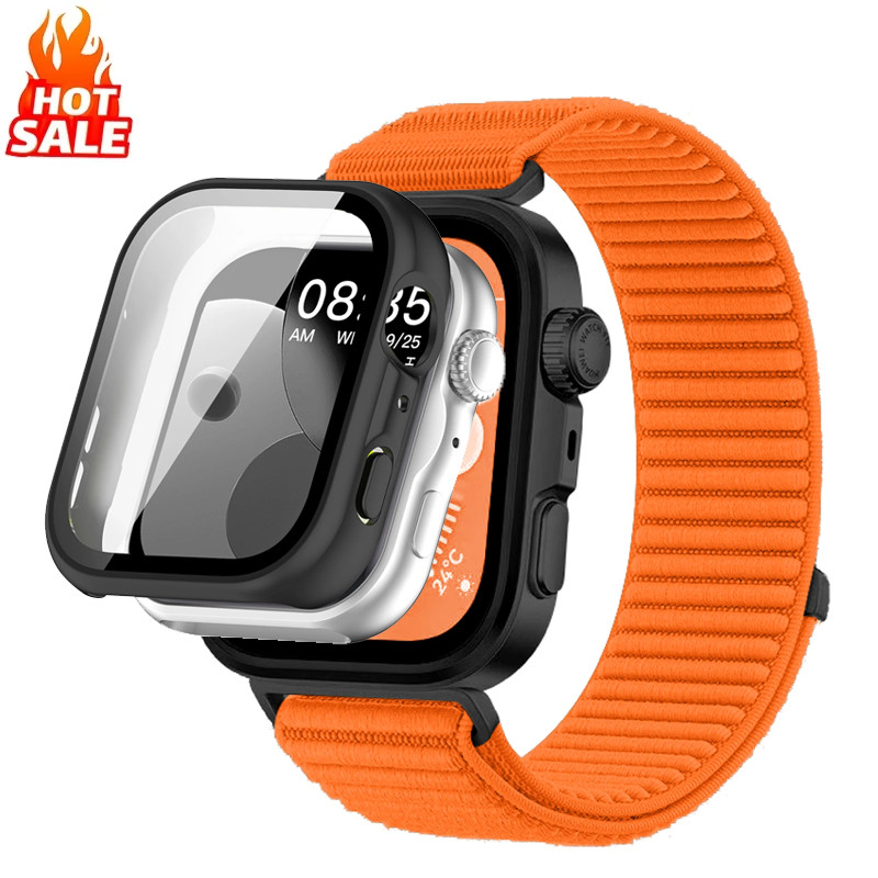 สายรัดไนลอน + PC สําหรับ Huawei Watch Fit 5 Pro/Fit 5 สายสําหรับ Huawei Watch Fit5 ป้องกันหน้าจอกระจกนิรภัย Hard PC Cover