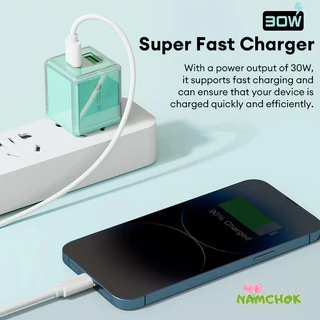 【NK】ที่ชาร์จเร็ว 30W สำหรับสมาร์ทโฟน พอร์ต USB + Type-C-NK