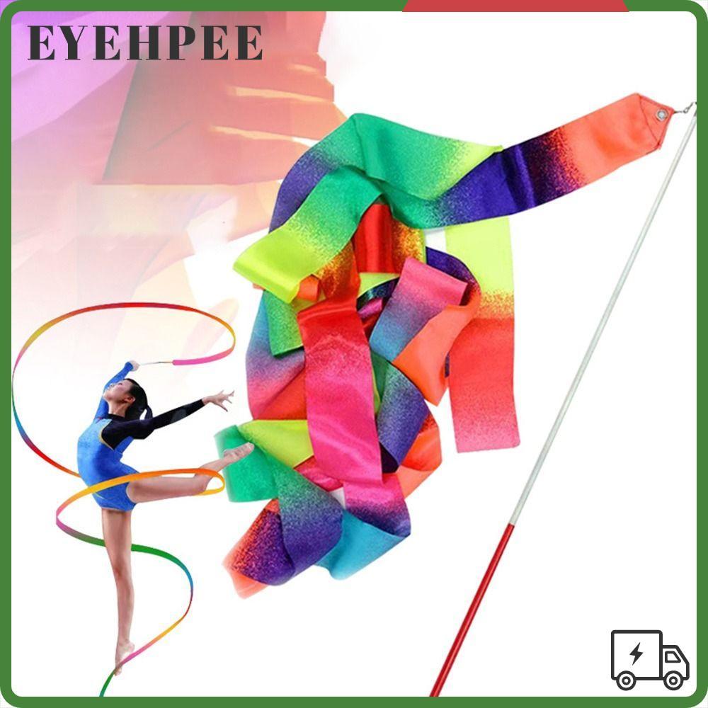 SERENDI ริบบิ้นยิมสีสันสดใส 2M Ballet Streamer Twirling Rod Rhythmic Art Training