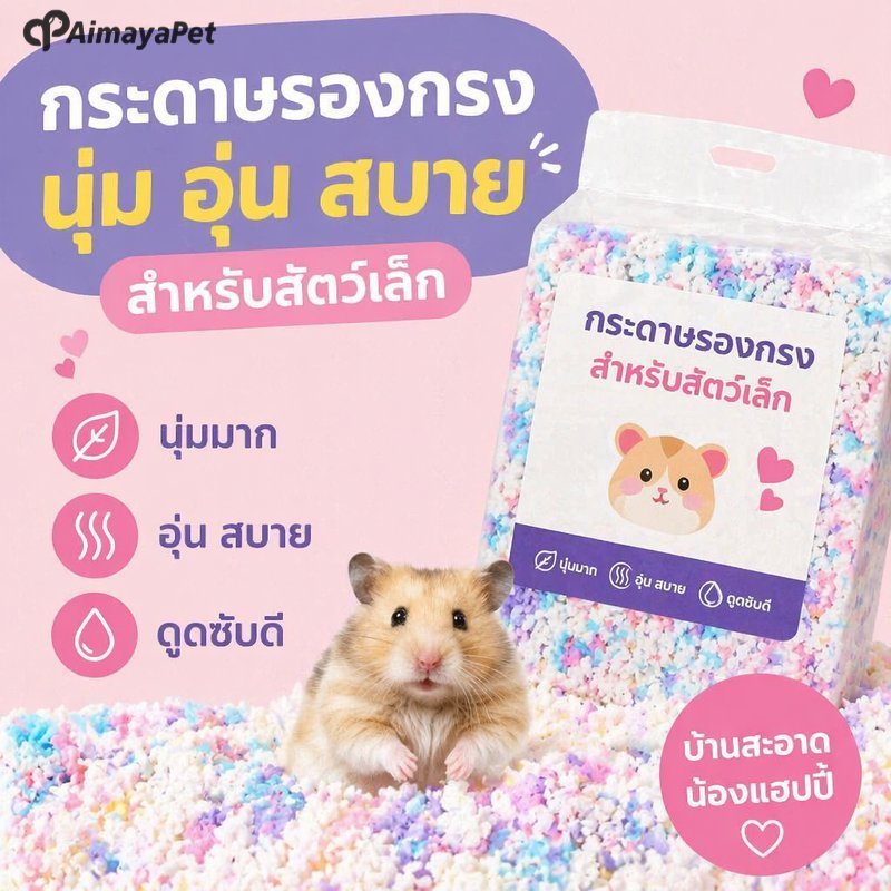 AimayaPet กระดาษรองกรงแฮมสเตอร์ วัสดุรองพื้นสัตว์เลี้ยง เยื่อไม้แท้ นุ่มละเอียด ดูดซับดี ลดกลิ่น ไร้ฝุ่น
