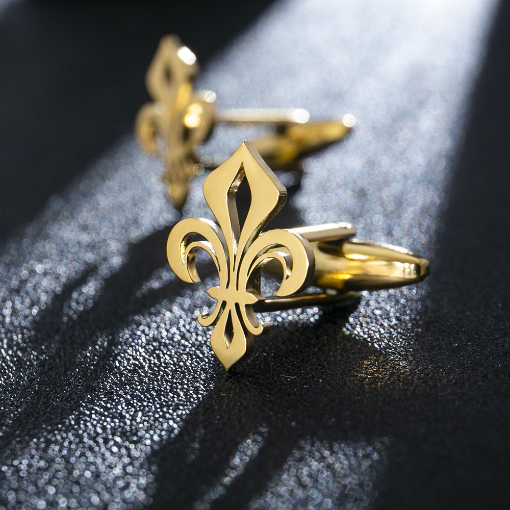 Vintage Saint Flower Cufflinks สแตนเลสผู้ชาย Saint Lily ปุ่มเสื้ออุปกรณ์เสริมปุ่มคอ Vintage Cufflink