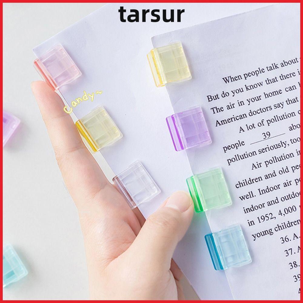 TARSUR 20PCS Letter คลิปหนีบกระดาษนักเรียนโปร่งใส Multi-function พลาสติกผู้ถือแฟ้ม Clamps สีลูกกวาดกระดาษทดสอบแฟ้มโฟลเดอร์