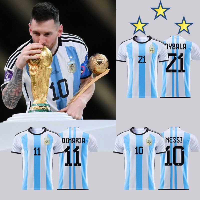 เสื้อแข่งทีมชาติอาร์เจนตินา No.10 Messi Training Jersey รุ่นแชมป์ฟุตบอลโลก เครื่องแต่งกายแบรนด์ร่วมของ Samsung