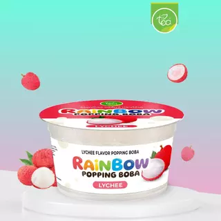 ไข่มุกป๊อป รสลิ้นจี่ 130 กรัม เรนโบว์ป๊อปปิ้ง Popping Boba Lychee ท็อปปิ้งเครื่องดื่มชาและโซดา ตกแต่งหน้าขนม ตรา ทีอีเอ