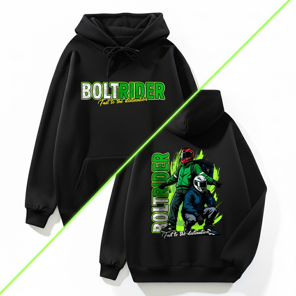 เสื้อฮู้ดลายไรเดอร์ Bolt Rider ดีไซน์แขนยาวทรงสวย ตามเทรนด์แฟชั่นสตรีท ลวดลายชัดเจนมีเสน่ห์ มีไซส์ครบครัน M-3XL