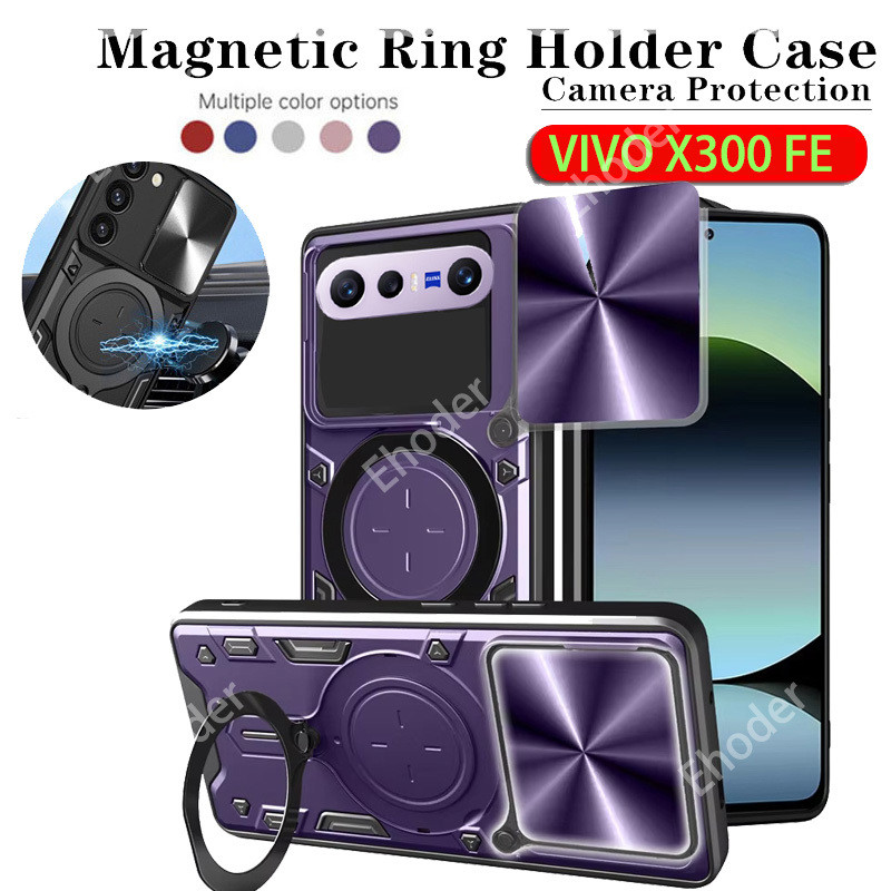 สไลด์เลนส์ป้องกันปลอกสําหรับVIVO X300 FE 5G 4G 2026 เคสโทรศัพท์ผู้ถือรถแม่เหล็กเกราะกันชนปกแข็งสําหรับVIVOX300FE VIVOX300 X300FEกลับเชลล์
