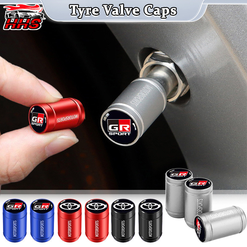 4PCS Toyota GR ยางรถ Anti-Dust Cap สกรูบนโลโก้รถล้อ Tyre Cap Universal อลูมิเนียมล้อ Nut ยางหมวกอุปกรณ์เสริมสําหรับ Toyota GR 86 Yaris Vios Corolla Cross Altis Supra