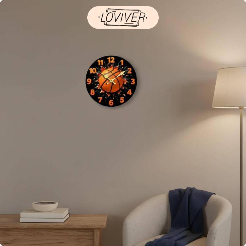 3D กีฬา Ball Clock Wall Decor MDF โมเดิร์นเงียบกลไก Creative Wall Clock สําหรับเด็กs Room