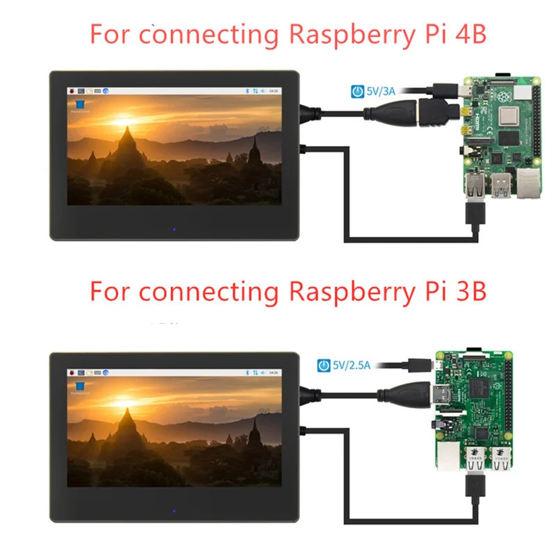 Y % คุณภาพผู้ผลิต 7 นิ้ว 1024*600 Capacitive Touch Panel TFT LCD โมดูลจอแสดงผลสําหรับ Raspberry Pi 3