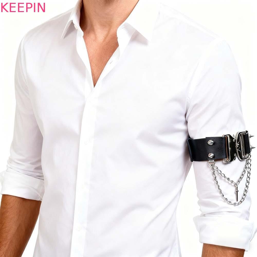 KEEPIN ขา Garter, Multi-Layer Leatherette ต้นขาแหวน,สายรัดแขนปรับ Cross-Pendant Heavy-Duty รองเท้าอุ
