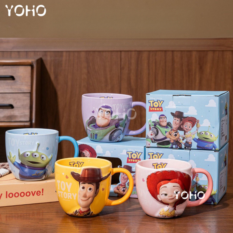 Toy Story Series Mug Buzz Lightyear นูนถ้วยเซรามิกบ้านใหม่ถ้วยน้ําถ้วยกาแฟคู่