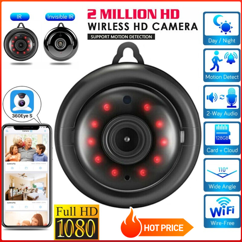 กล้องวงจรปิดจิ๋ว ไร้สาย WiFi 1080P HD IP Camera ความคมชัดสูง ไม่ต้องต่อไวไฟก็ใช้งานได้ ดูภาพผ่านมือถ