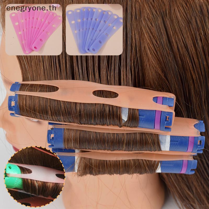 EOTH 10 ชิ้นสีชมพู/สีฟ้าดัดผมซิลิโคนวงทนความร้อน Traceless ดิจิตอลเย็นแท่งยืดหยุ่นยางรัดผมแหวนเครื่องมือจัดแต่งทรงผม.
