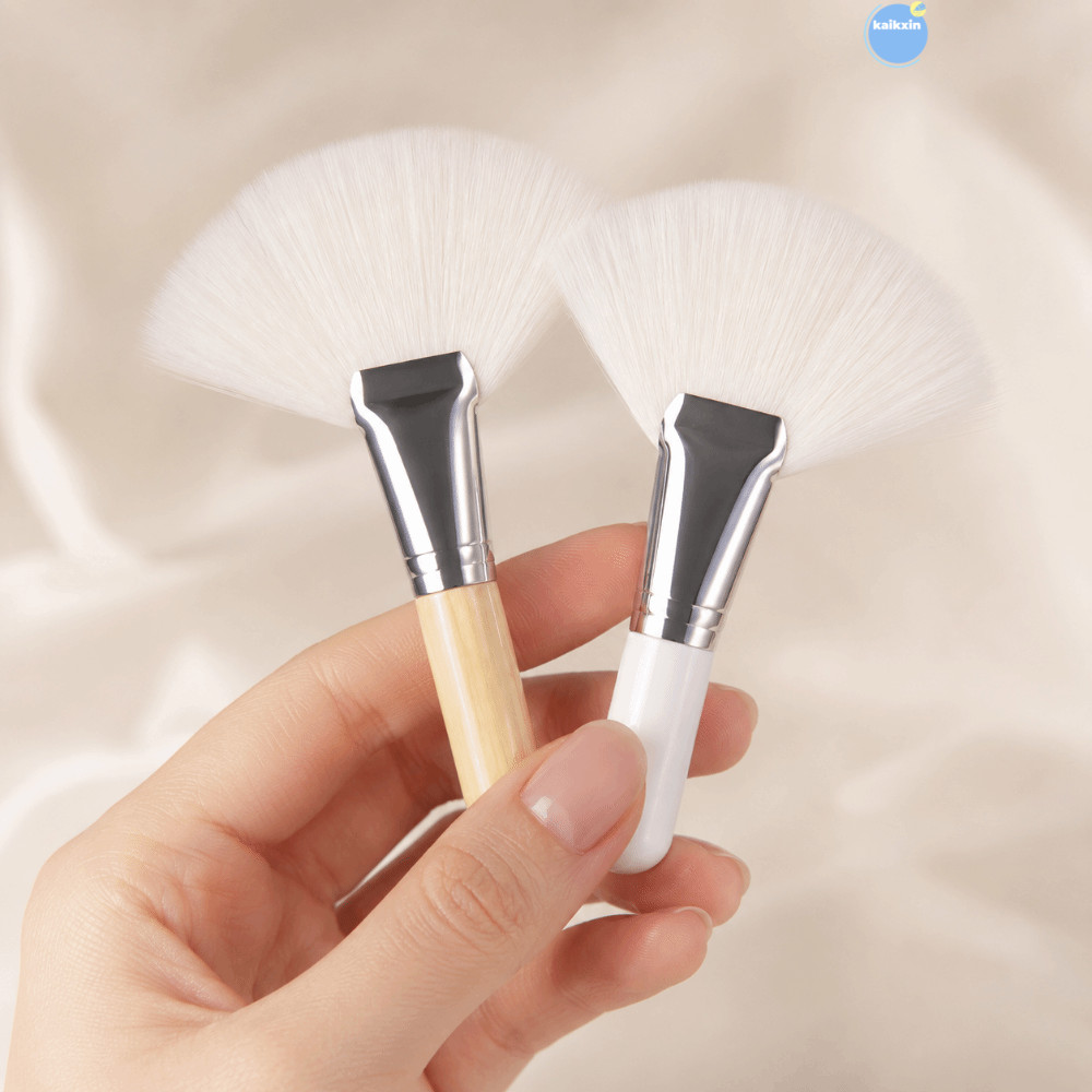 COOLSO Mini Face Brush, แปรงแต่งหน้าแบบพกพา Fibre Soft, Gentle on Skin Unscented Fluffy Scalloped Fa