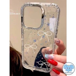 เคสไอโฟน17 13 11 สำหรับ IPhone 15 11 16 17 Air 14 13 12 Pro Max 16 14 15 Plus เคสเพชรสว่างดาวหรูหรา โบว์ น่ารัก สไตล์ฮิต