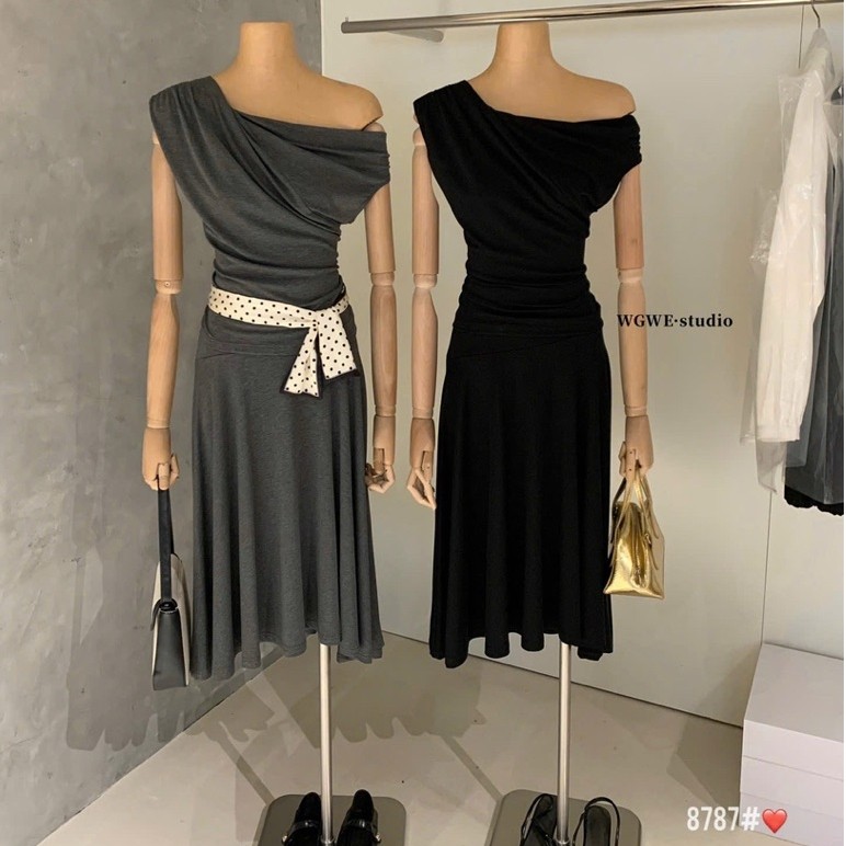 WGWE• ชุดเสื้อและกระโปรงเปิดไหล่ 8787 wgwe สินค้า QC ไซส์ SM