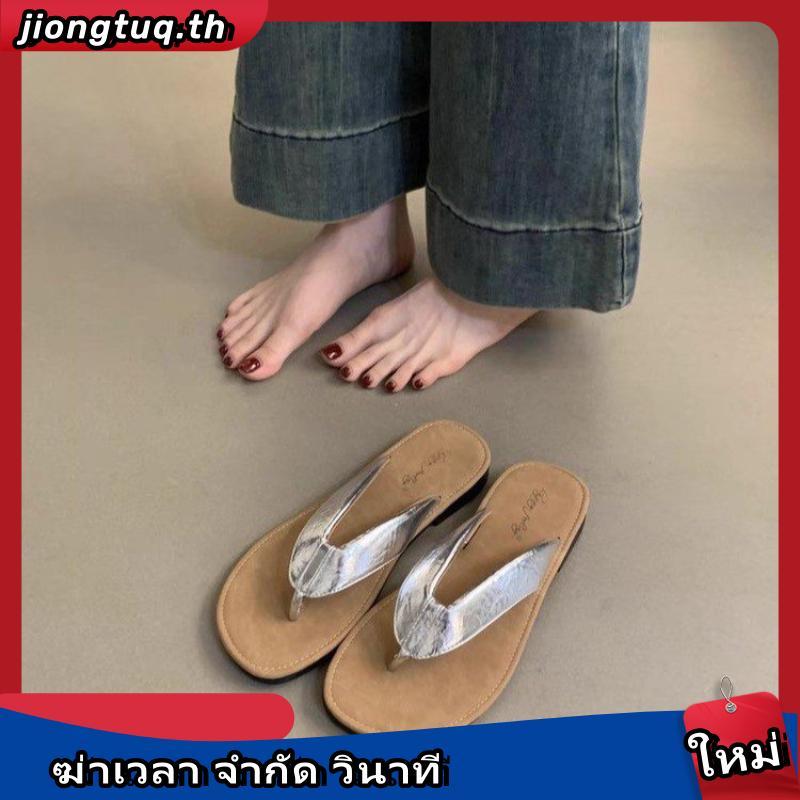Super Hot Fashion Korean Version Flip-Flops 2024 New miu Flip-Flops~Summer Outer Wear Beach Sandals 
