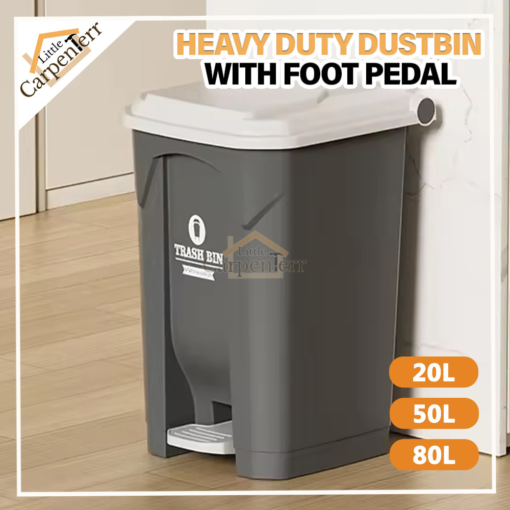 [20L/50L/80L] Little Carpenterr Tong Sampah Dapur Restroom Waste Bin Rubbish Bin พร้อมเท้าเหยียบถังข
