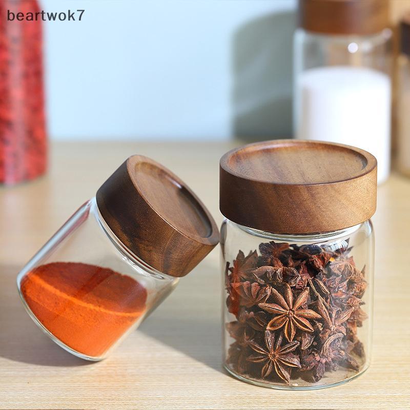 Beartwok7] เมล็ดกาแฟภาชนะบรรจุหลอดแก้วพร้อมเครื่องมือไม้หลอดบรรจุขวดเก็บเมล็ดพืชกระป๋องปิดผนึกไม้บาริสต้าเครื่องมือของขวัญใหม่