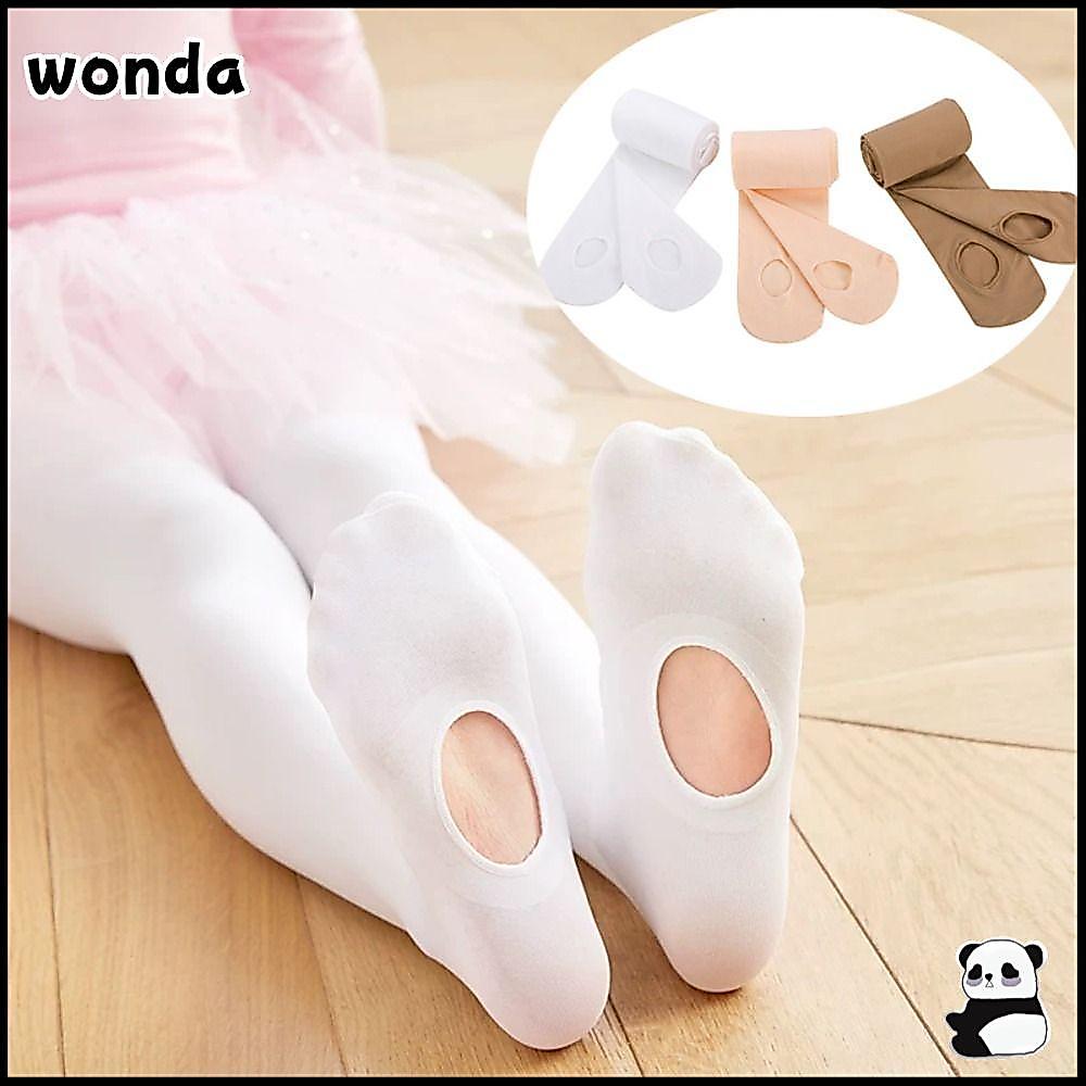 เลกกิ้งบัลเล่ต์ WONDA Convertible, ถุงน่องบัลเล่ต์นู้ดสีขาว, พร้อมถุงน่องไม่มีรอยต่อ Hole 60D สําหรับเด็กผู้หญิง