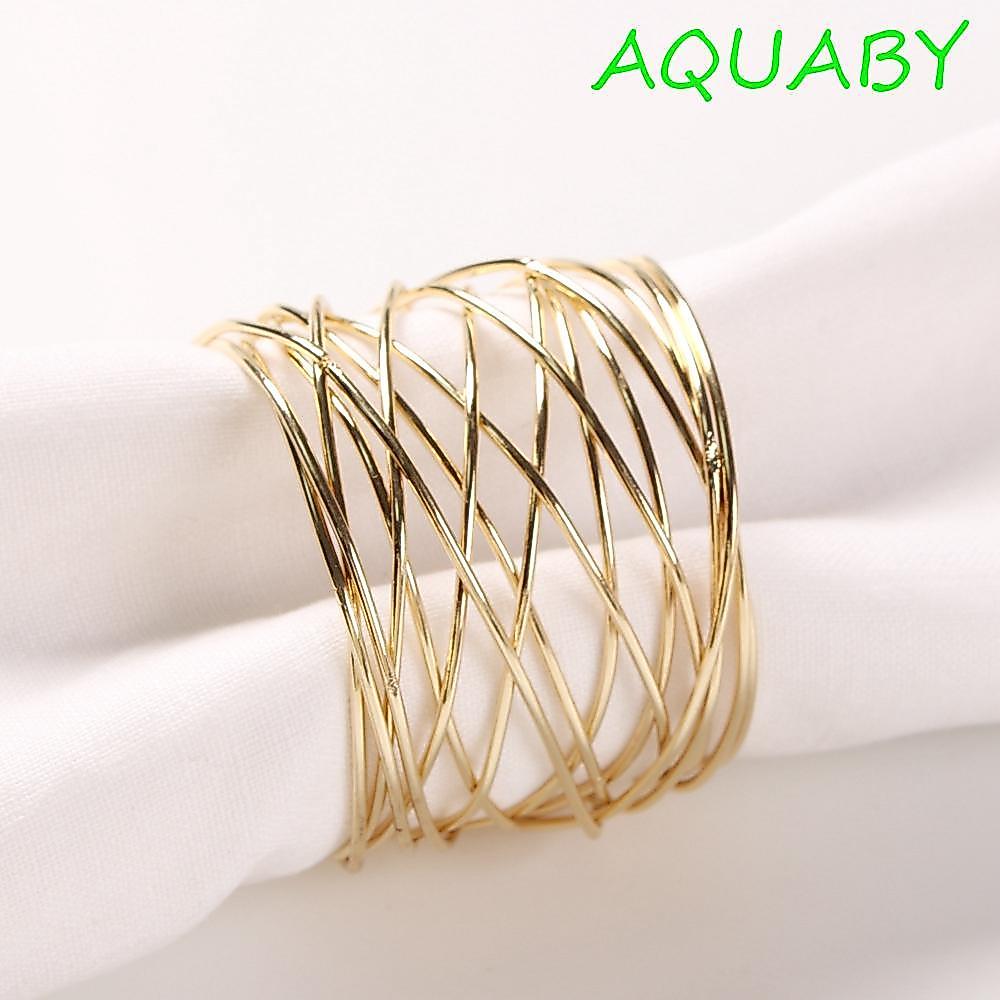 AQUABY แหวนผ้าเช็ดปาก Cross คุณภาพสูงจัดเลี้ยงกว้างรอบ 4 ซม.ห้องครัว Hollow Napkin Buckles