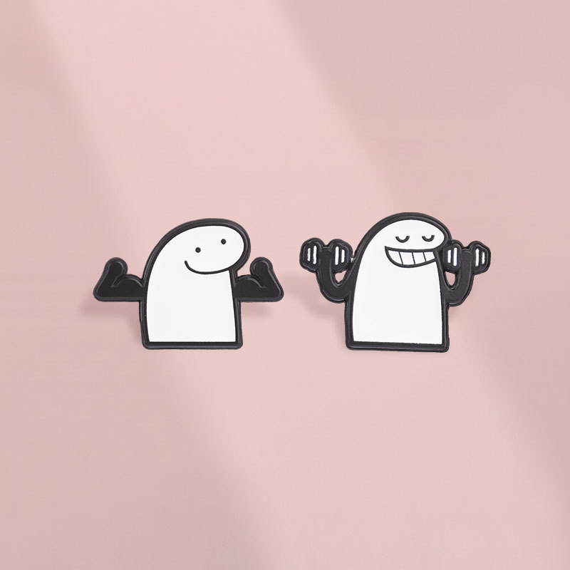 Flork Meme ออกกําลังกายกล้ามเนื้อเคลือบเข็มกลัดชุด Flex Biceps & Dumbbell Lifting การ์ตูน Lapel Pins สําหรับกระเป๋าเป้สะพายหลังเสื้อผ้าอุปกรณ์เสริมฟิตเนส Lover ของขวัญ
