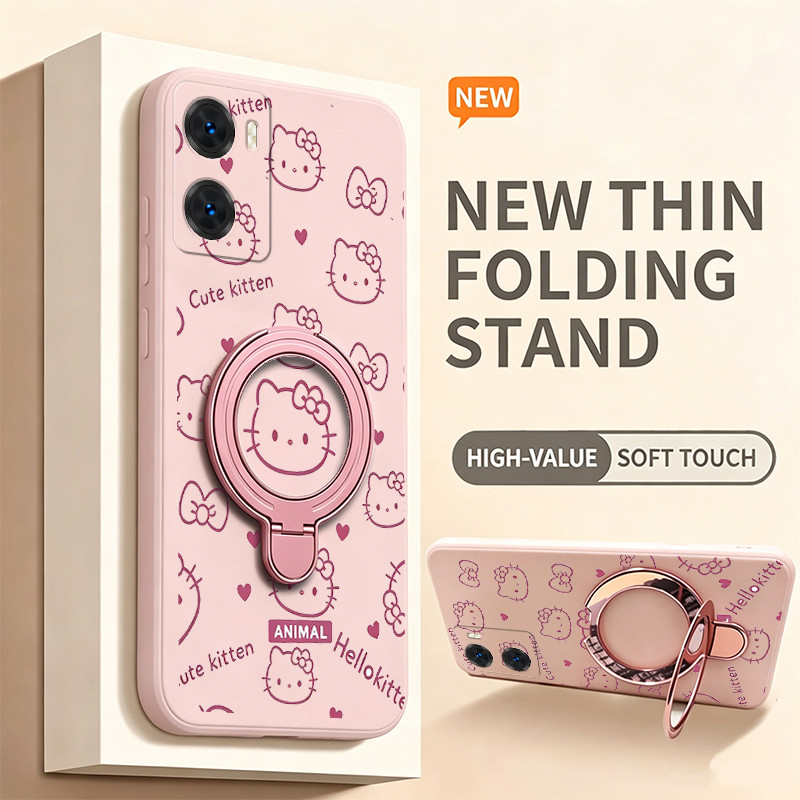 สําหรับ OPPO a6c a6x A6 PRO 4g A6t pro a6S A6 5g โทรศัพท์กรณี Softcase ซิลิโคนกันกระแทกใหม่ความงามพร้อมผู้ถือน่ารักสีชมพูแมวสําหรับสาวโปร่งใส YTFUZJ1