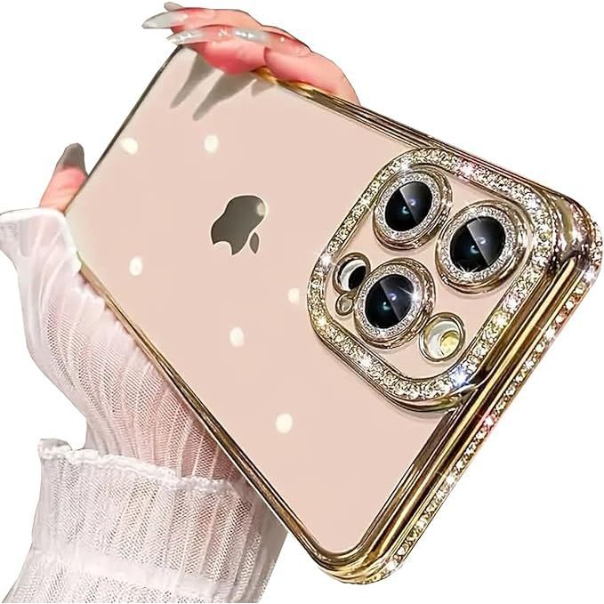 เหมาะสําหรับ 17 เคสโทรศัพท์เพชรด้านข้างไฟฟ้า Apple 17 เลนส์แวววาวฟิล์มเคสนิ่มโปร่งใส HY999
