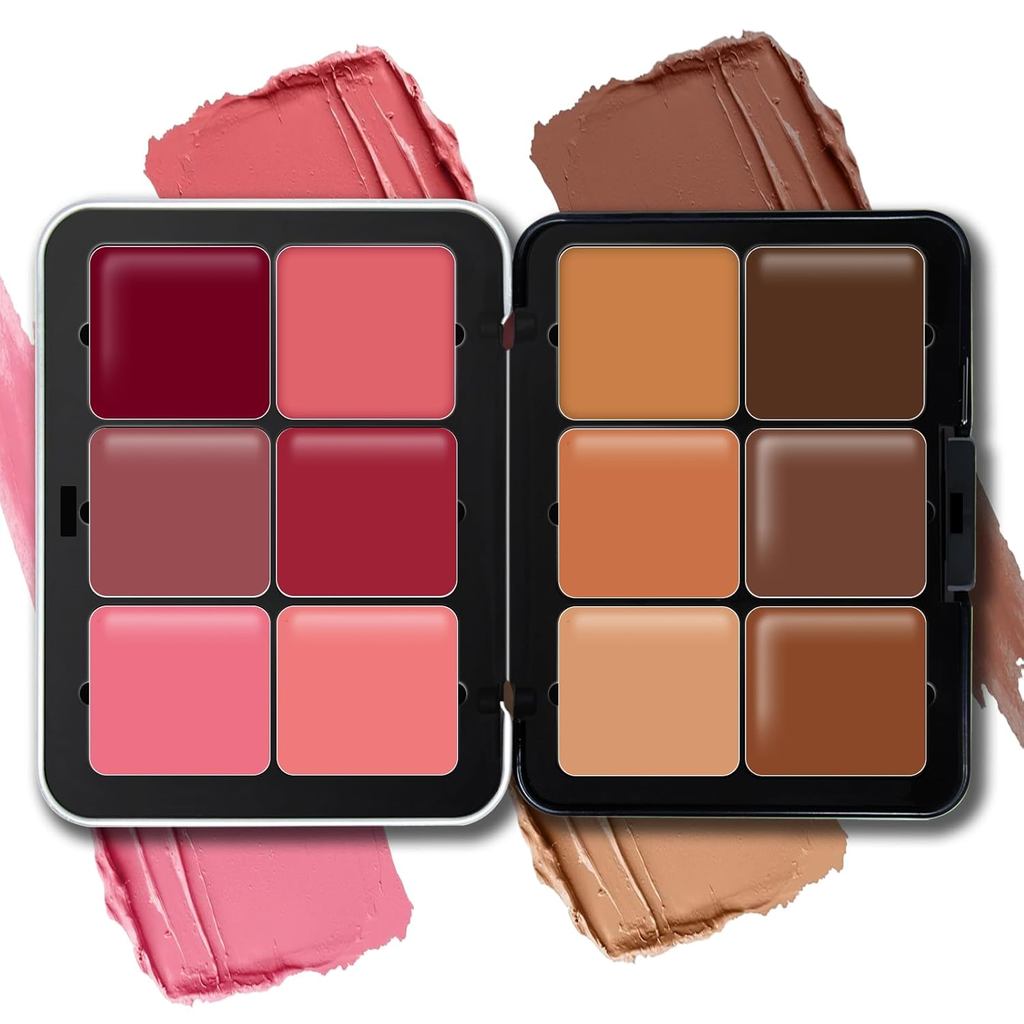 HOSAILYBlush&ConcealerPalette,12 สี,LongWearing,udgeProof,BlendableMatteFinish,FaceMakeup(02) S6UZ