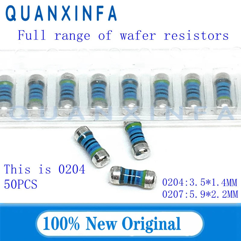 50PCS 0204 Patch MELF เวเฟอร์ Resistor 0R-1M 1K 1.2K 1.5K 1.8K 2K 2.2K 2.4K 2.7K 1% โลหะฟิล์มทรงกระบ