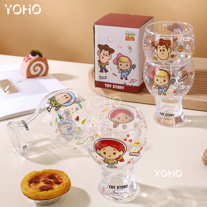 Toy Story series ถ้วยน้ํา Buzz Lightyear แก้วเบียร์ ถ้วยแก้วในครัวเรือน ถ้วยนม กาแฟคู่