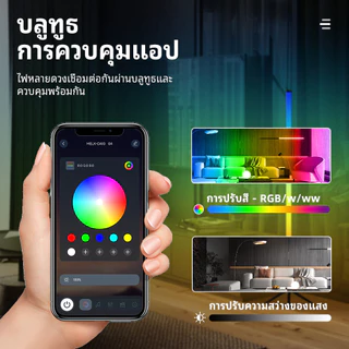 Rong River โคมไฟตั้งพื้น RGB ขนาด 100/32 ซม. โคมไฟอัจฉริยะปรับแสงได้หลายสีสำหรับห้องนอน