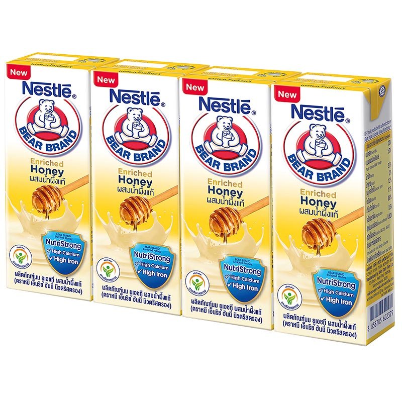 ตราหมีเอ็นริชฮันนี่นิวตริสตองรสน้ำผึ้ง 170มล. แพค 4 Bear Brand UHT Honey 170ml X4 [หมายเลขบาร์โค้ด 8858705602386 ]