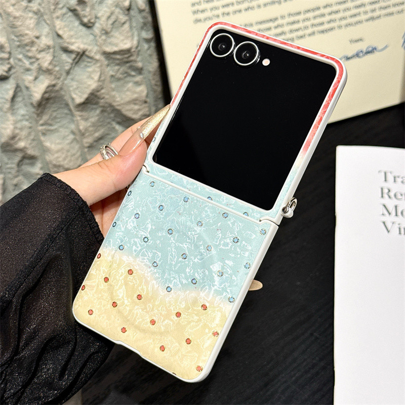น่ารัก Magnetic Wave Point เคสโทรศัพท์สําหรับ Samsung Galaxy Z Flip 8 7 FE 6 5 พร้อมวงเล็บสายหนัง