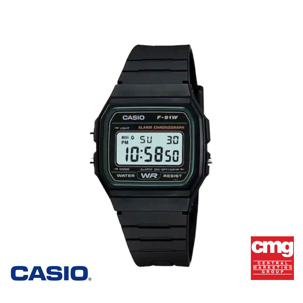 CASIO นาฬิกาข้อมือ CASIO รุ่น F-91W-3DG วัสดุเรซิ่น สีดำ